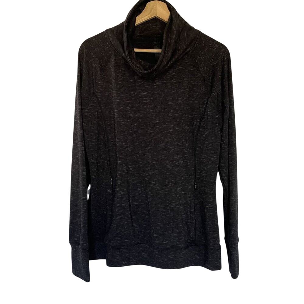 Kyodan black feathered design turtleneck sweatshirt pockets men's size XL